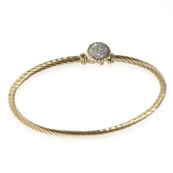 David Yurman 18k Yellow Gold Chatelaine Diamond Bangle Bracelet - Picture 3 of 7